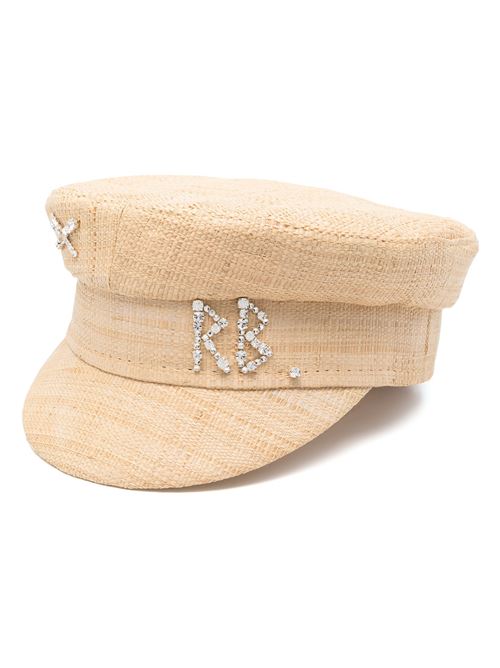 Cappello in raffia con dettagli in cristalli RUSLAN BAGINSKIY | KPC036STRDMDNATURAL STRAW